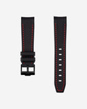 Curved Vertech Rubber Strap - Black & Red Stitches - OM Luxury
